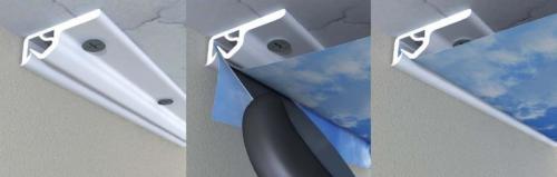 Пример гарпунного крепления натяжного потолка. Варианты крепления системы натяжного потолка