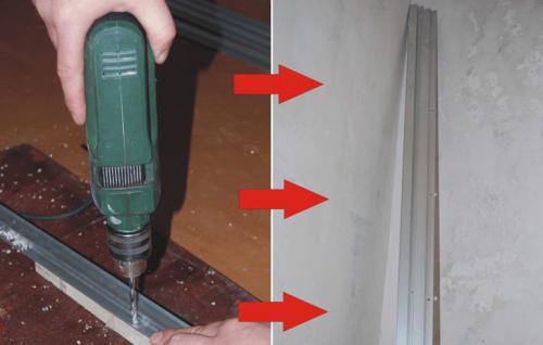 Установка алюминиевых багетов для натяжных потолков. Алюминий