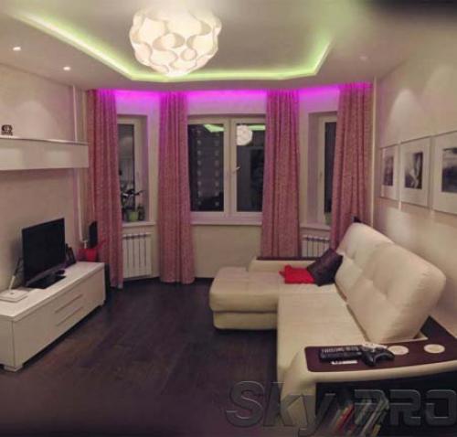 Парящие шторы с подсветкой. Шторы с подсветкой при натяжных потолках